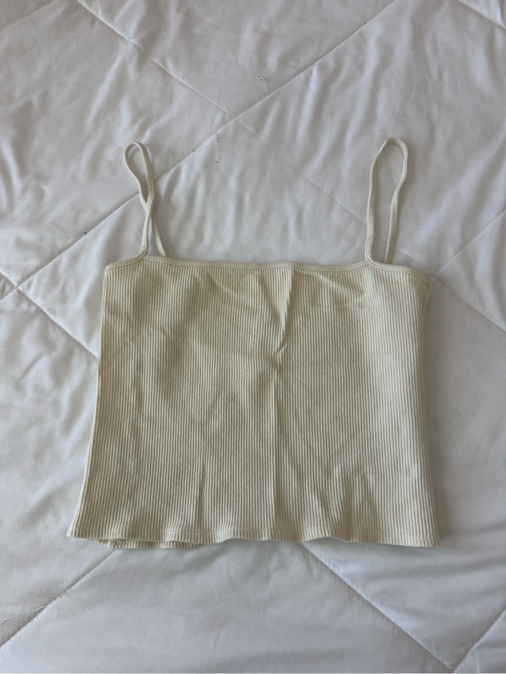 Brandy Melville Ribbed Baby Yellow Slim-Strap Camisole